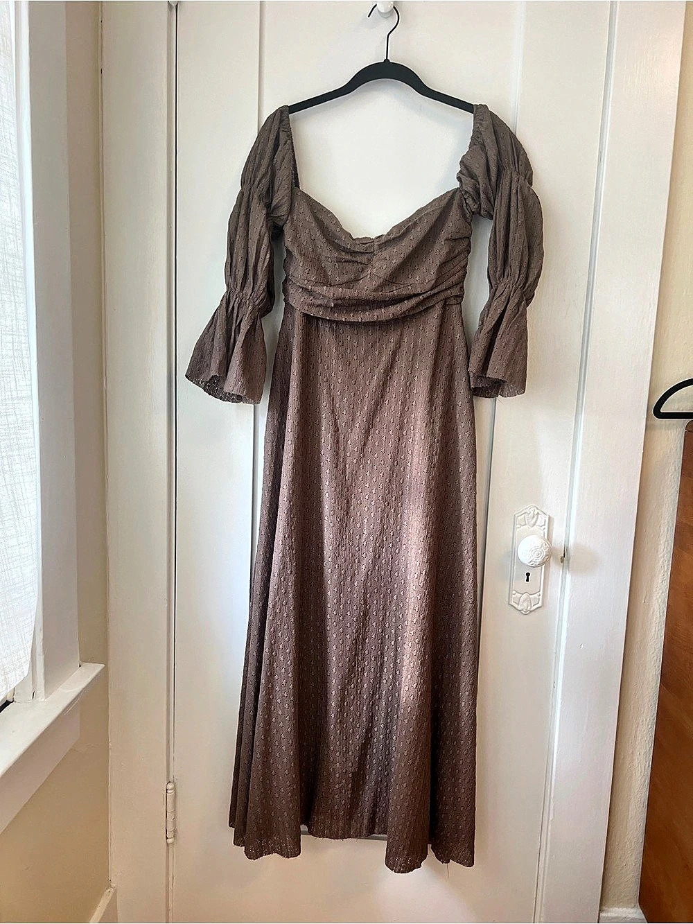 Worth Collective Corrine Tiered Sleeve Maxi Dress Brown Small